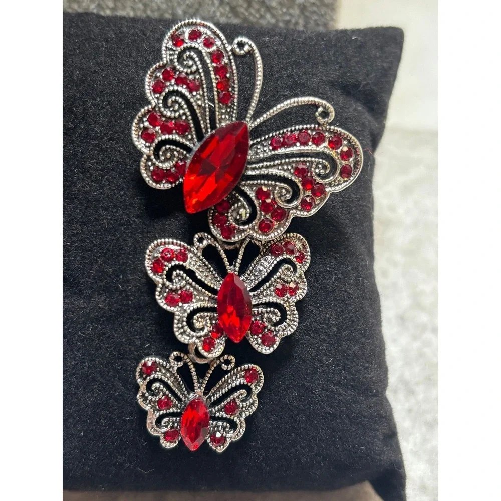 #57. Red Rhinestone Butterfly brooch a